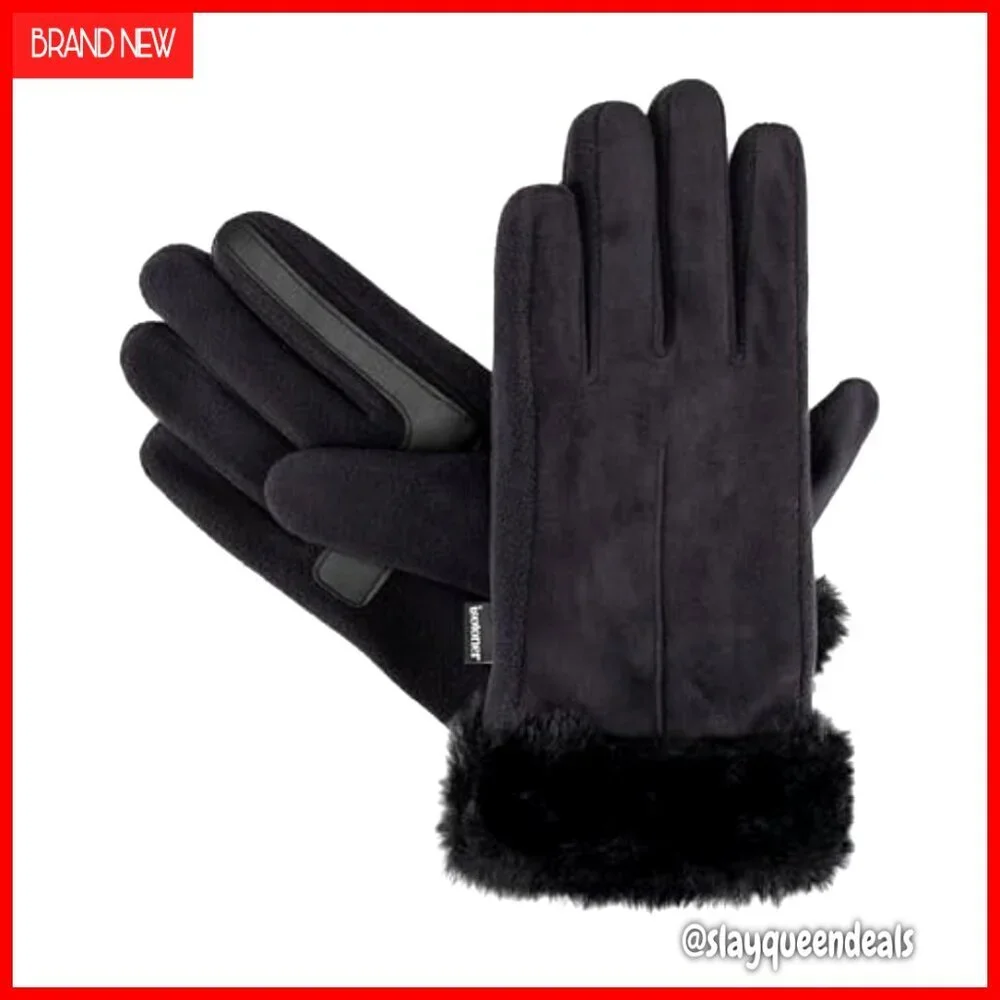 Touchscreen Water Repellent Stretch Gloves with Faux Fur Cuff